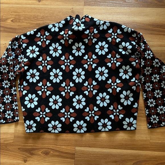 Maeve Anthropologie Carys Mock Neck Floral Sweater Cropped - Picture 9 of 10